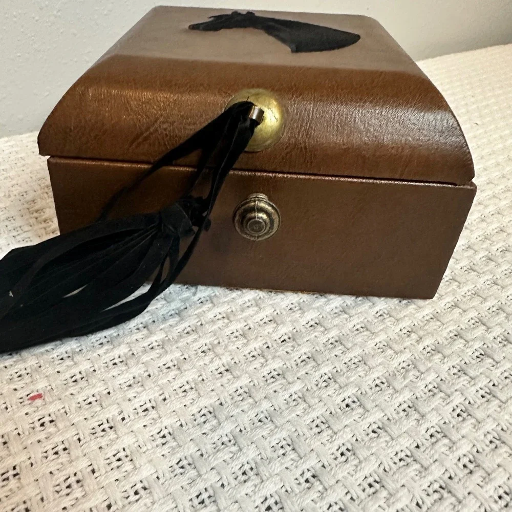 Equestrian Jewelry Box Brown Horse Tassel Dark Academia Velvet Western Cowgirl